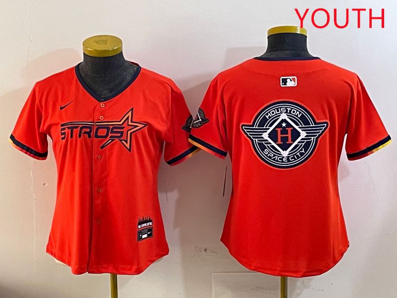 Youth Houston Astros Blank Orange Three generations Joint Name 2025 Nike MLB Jersey style 26->youth mlb jersey->Youth Jersey